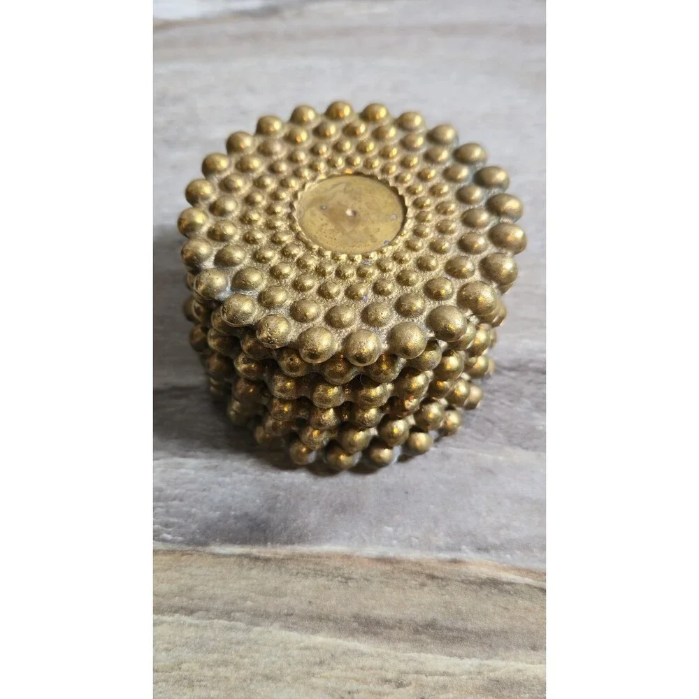 Vintage Solid Brass Hobnail Bubble Coasters Set of 6 Heavy MCM Hollywood Regency